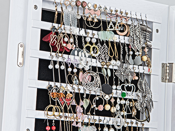 47 Inch Lockable Jewelry Cabinet Armoire with 3-Color LED Lights